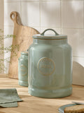 Sage green country badge bread bin (British brand)