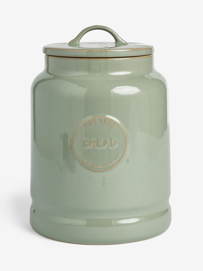 Sage green country badge bread bin (British brand)