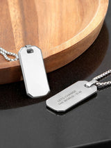 Treat Republic Men's Silver Tone Personalised Dog Tag Necklace 66cm Chain