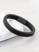 Treat Republic Mens Personalised Braided Leather Bracelet 21.5cm