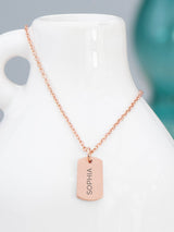 Treat Republic Personalised Rose Gold Name Tag Necklace with Adjustable Chain
