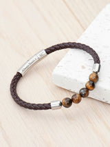 Treat Republic Men's Personalised Woven Tiger's Eye Bracelet 21cm