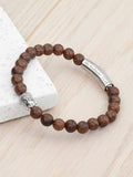 Treat Republic Mens Personalised Wooden Buddha Bracelet