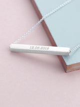 Treat Republic Personalised Horizontal Bar Necklace - Gold, Silver or Rose Gold Jewellery with 48cm Chain