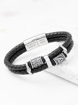 Treat Republic Men's Personalised Celtic Knot Leather Bracelet