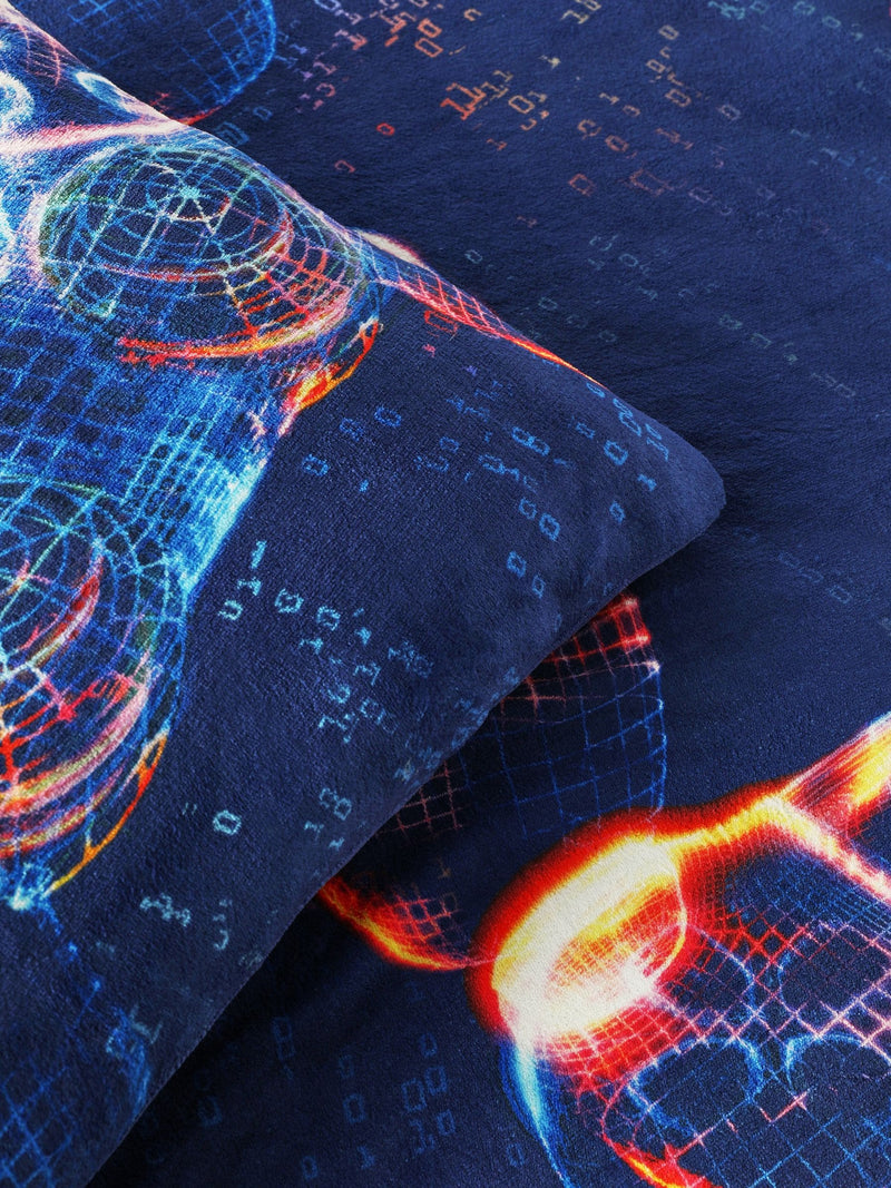 Blue Gamer Cosy Fleece Duvet Cover and Pillowcase Set