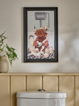 Neutral Hamish The Highland Cow On The Loo Wall Art 40cm x 23cm