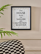 This House Runs On Framed Wall Art Black White 30x25cm
