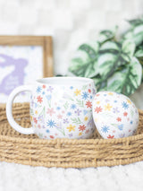 Something Different White Spring Floral Print Egg-Shaped Ceramic Mug 500ml