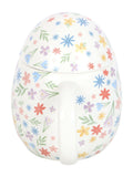 Something Different white spring floral print egg shaped ceramic mug 500ml (British brand)