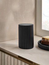 Black Rib Storage Jar Bathroom Accessory 13.5cm