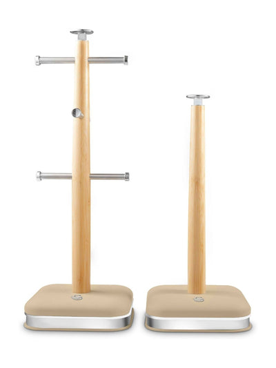 Swan Oatmeal Towel Pole and 6 Cup Mug Tree Set Kitchen Storage Set