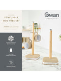 Swan Oatmeal mug tree and towel pole set (British brand)