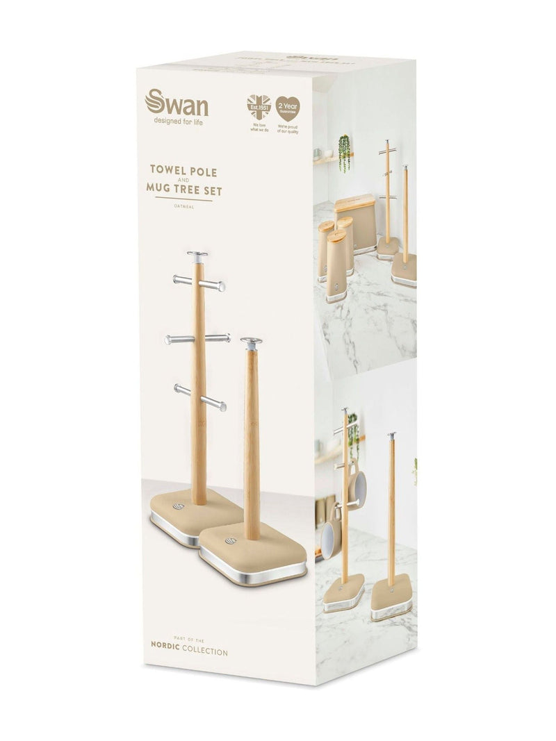 Swan Oatmeal mug tree and towel pole set (British brand)
