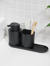 ReBorn Graphite Black Toilet Brush and Soap Dispenser Bathroom Set