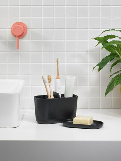 ReBorn Graphite Black Bathroom Caddy and Soap Dish Storage Bundle