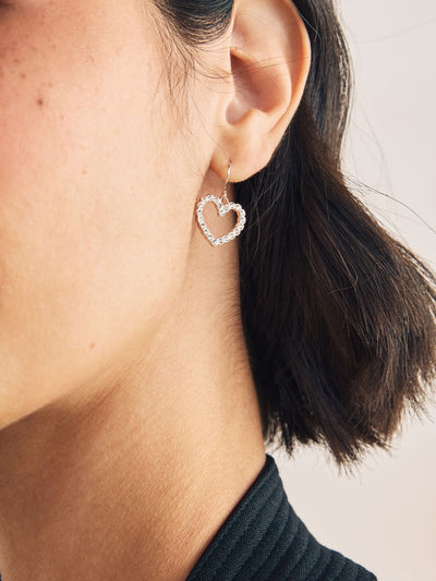 Rose Gold Tone Pavé Heart Drop Earrings