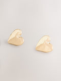 Gold Tone Heart Stud Earrings