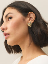 Gold Tone Heart Stud Earrings