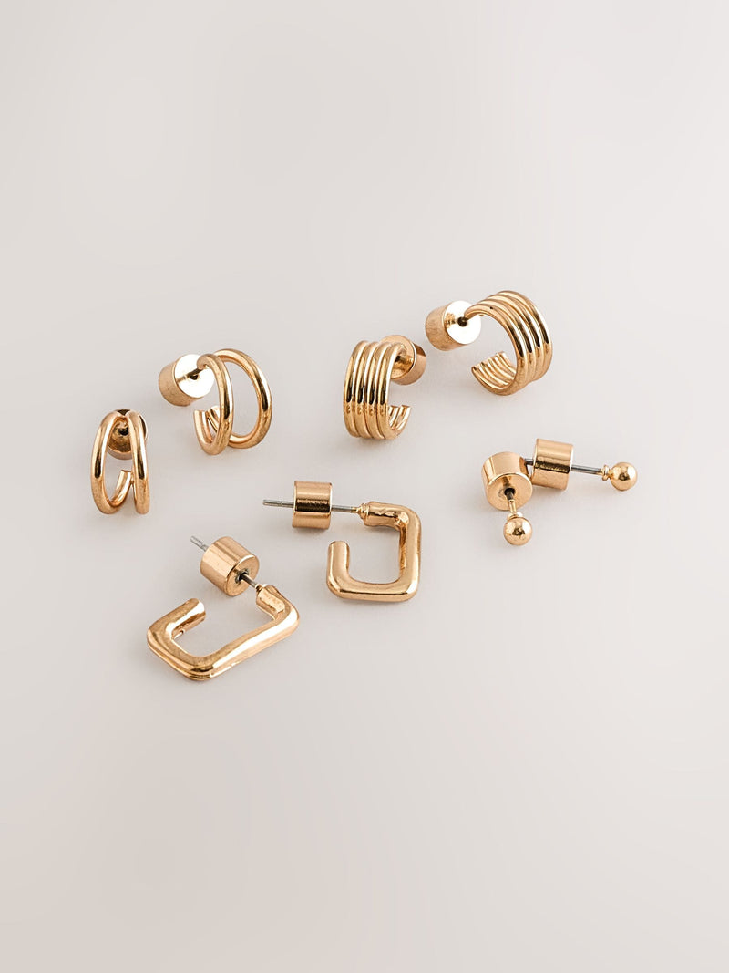 Gold tone mini hoop earrings 4 pack, UK version
