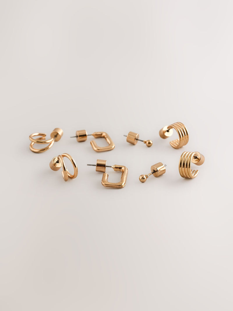 Gold tone mini hoop earrings 4 pack, UK version