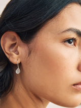 Silver Tone Sparkle Petal Drop Pierced Earrings