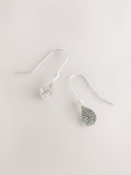Silver tone sparkle petal drop earrings (British brand)