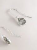Silver tone sparkle petal drop earrings (British brand)