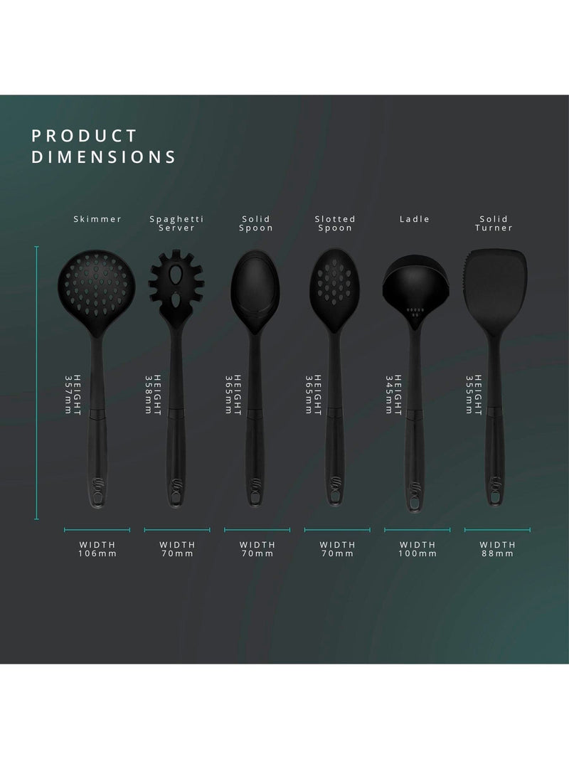 Swan 6 piece black stealth kitchen utensil set (British brand)
