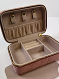 Loveabode pink personalised velvet travel jewellery box, UK version