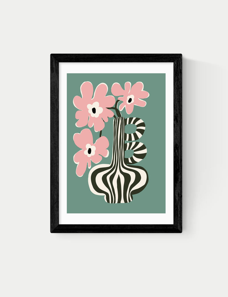 East End Prints floral stripe framed art - British product