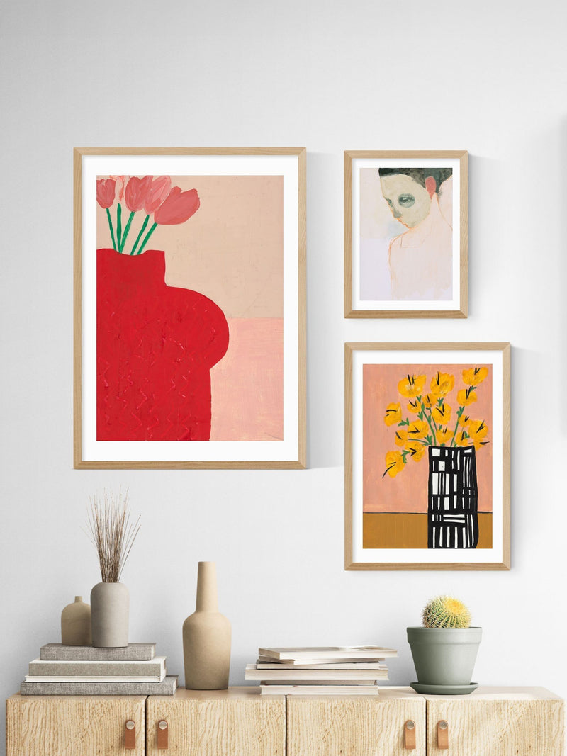 East End Prints Oak Black and White Vase Wall Art Print by Lucy Muss