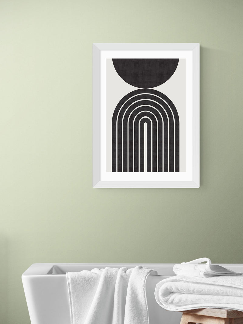 East End Prints White Abstract Rainbow Circle Wall Art Print by Crayon Studio