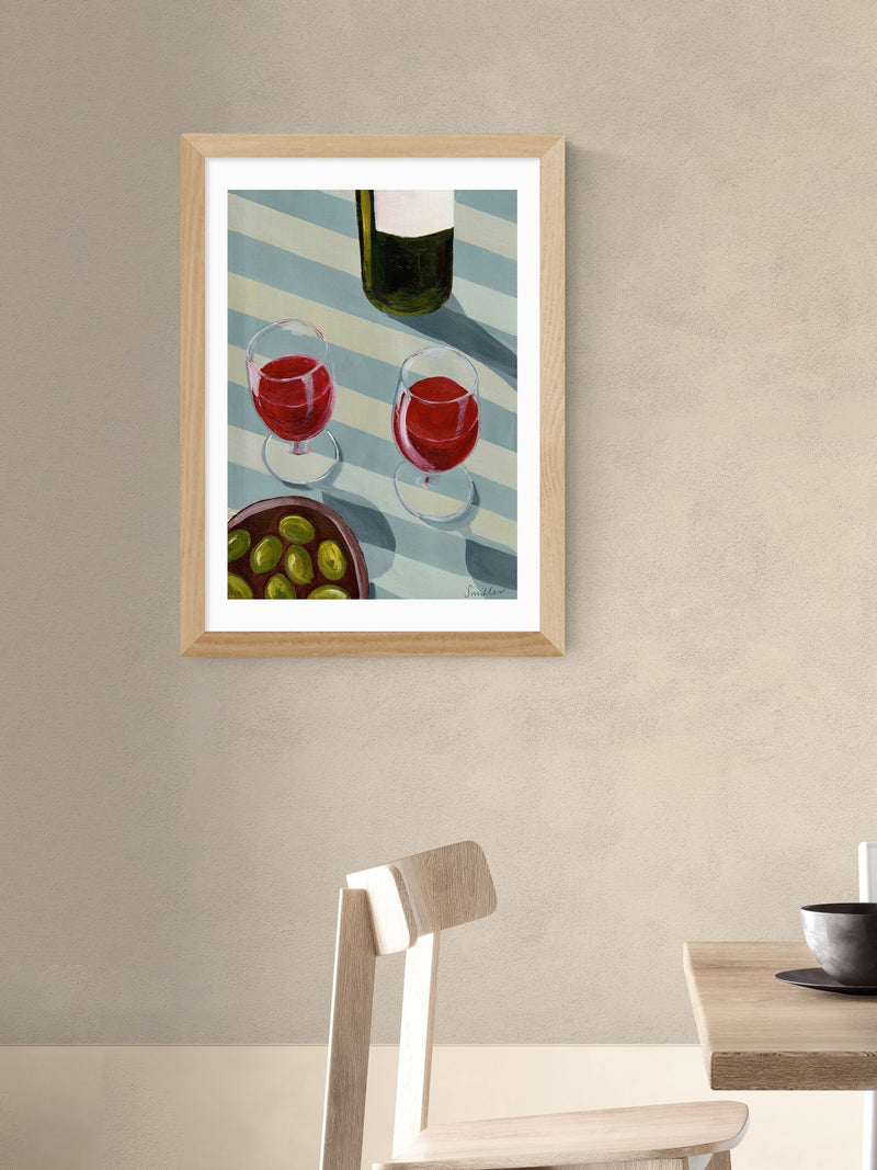 East End Prints Oak Blue Wine Time wall art print - British product
