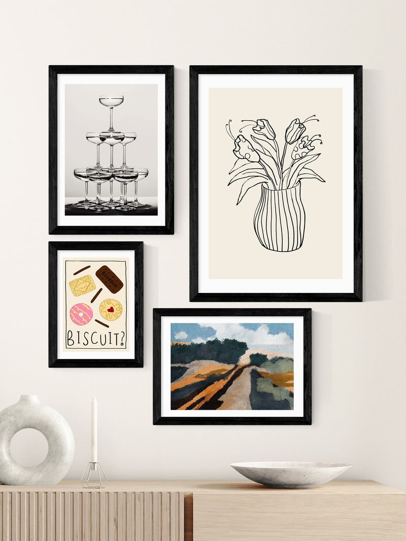 East End Prints Black Champagne Monochrome II wall art print - British product