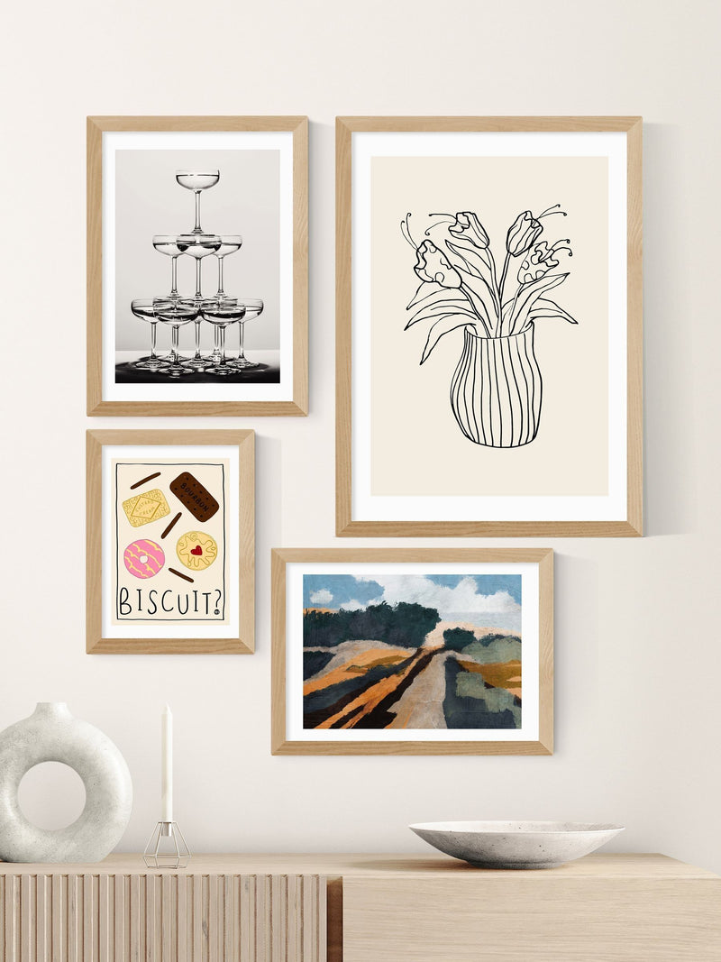 East End Prints oak vase sketch wall art print - British product