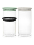 Brabantia transparent glass jars set of 3 0.3, 0.6 and 1.1 litre - British product