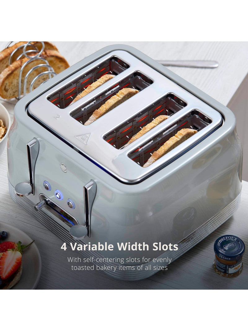 Swan Grey 1860W Retro 4 Slice Toaster