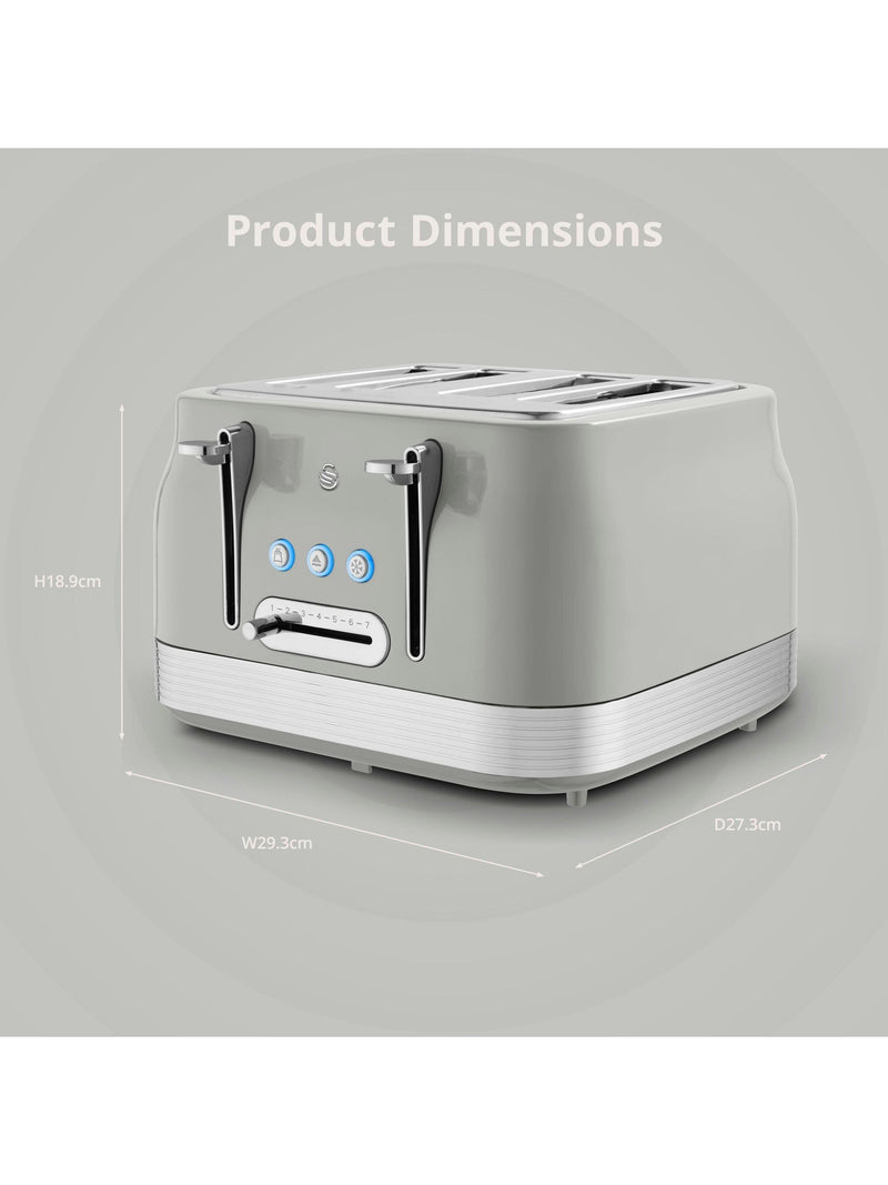 Swan Grey 1860W Retro 4 Slice Toaster