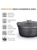 Tower Black 20cm Casserole Dish with Aluminium Lid