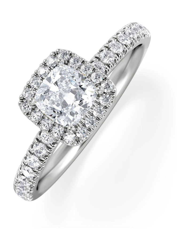 The Diamond Store White Beatrice 1.00ct F/VS1 Princess Cut Lab Diamond Halo Engagement Ring in Platinum