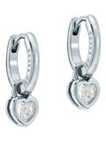 Ted Baker silver tone clear crystal mini heart huggie earrings (British brand)