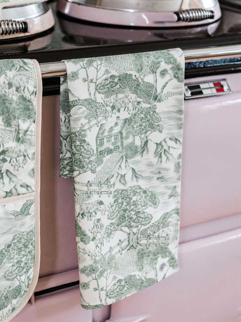 Avalon Home Green Lake District Toile Tea Towel