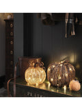 Lights4fun brown rattan light up pumpkins set of 2, UK version