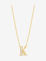 Inicio 14K Gold Plated Mother of Pearl Initial K Pendant Necklace with Gift Pouch