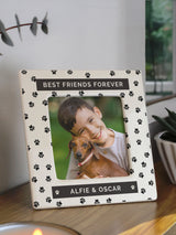 PMC Personalised Pet Paw Print Ceramic 4x4 Photo Frame