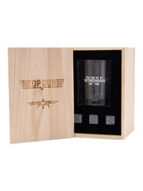 Widdop Clear Top Gun Whisky Tumbler Set with Stones in Wooden Box 10cm