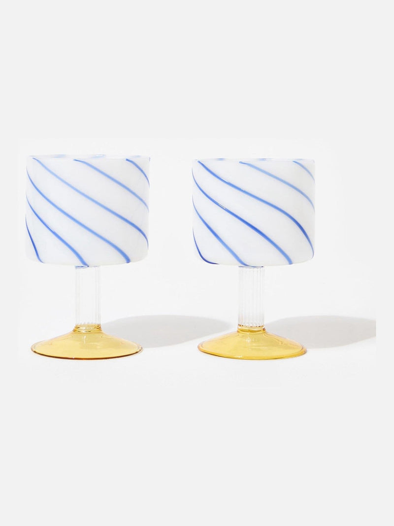 Oliver Bonas Multi Blue Swirl Gin Glasses Set of Two