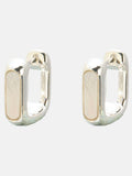 Small Sterling Silver Square Hoop Earrings with Mother of Pearl Inlay