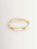 Neutral Chalk Enamel Hinged Bangle Bracelet with Horse and Carriage Cut Outs